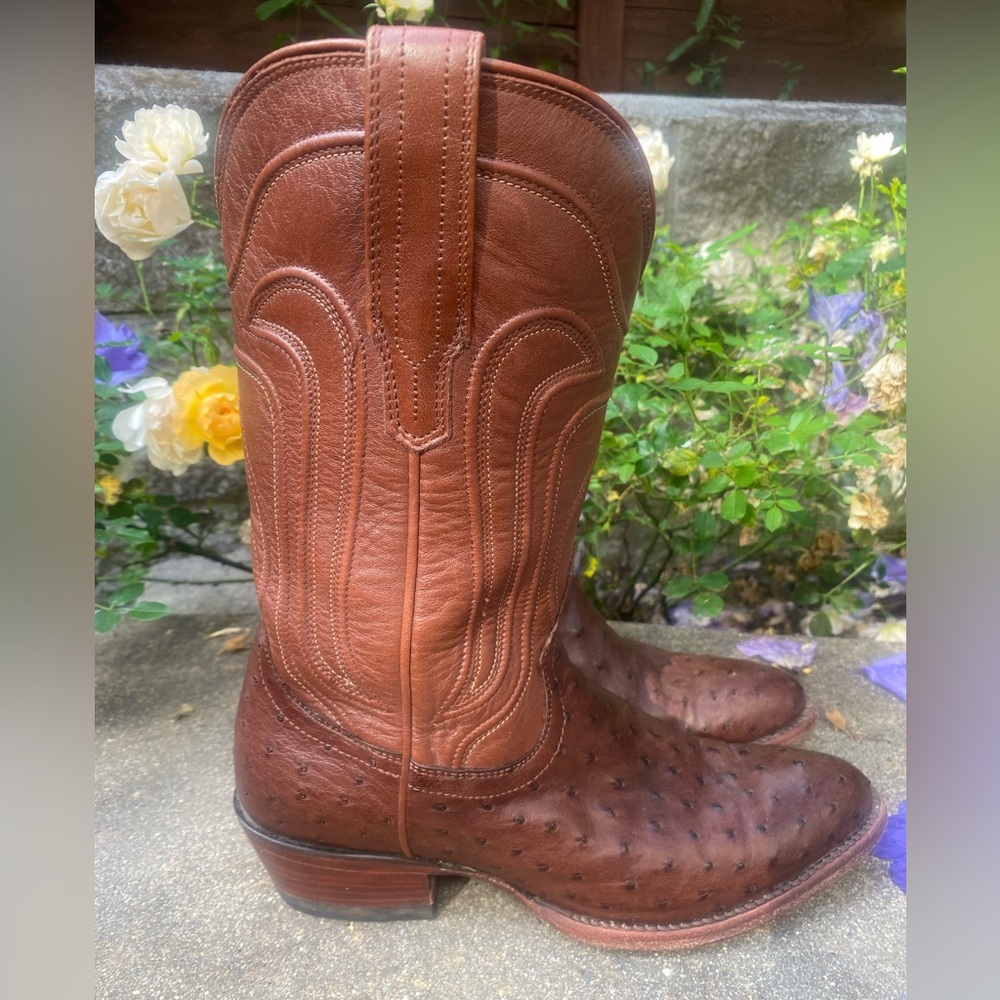 Tecovas Brown Ostrich Heeled Boots - Picture 10 of 10